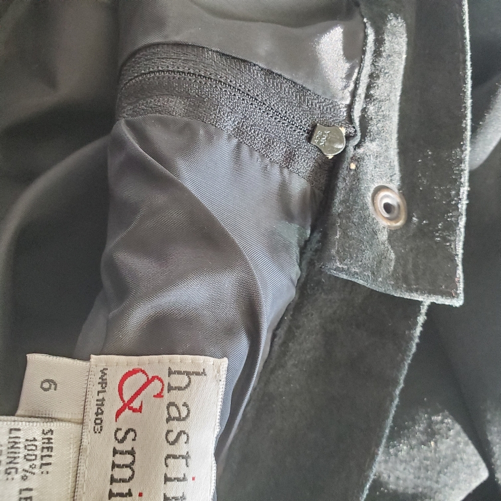 Vintage Hasting & Smith Black Suede Leather Pencil Skirt Size 6 - Picture 9 of 11
